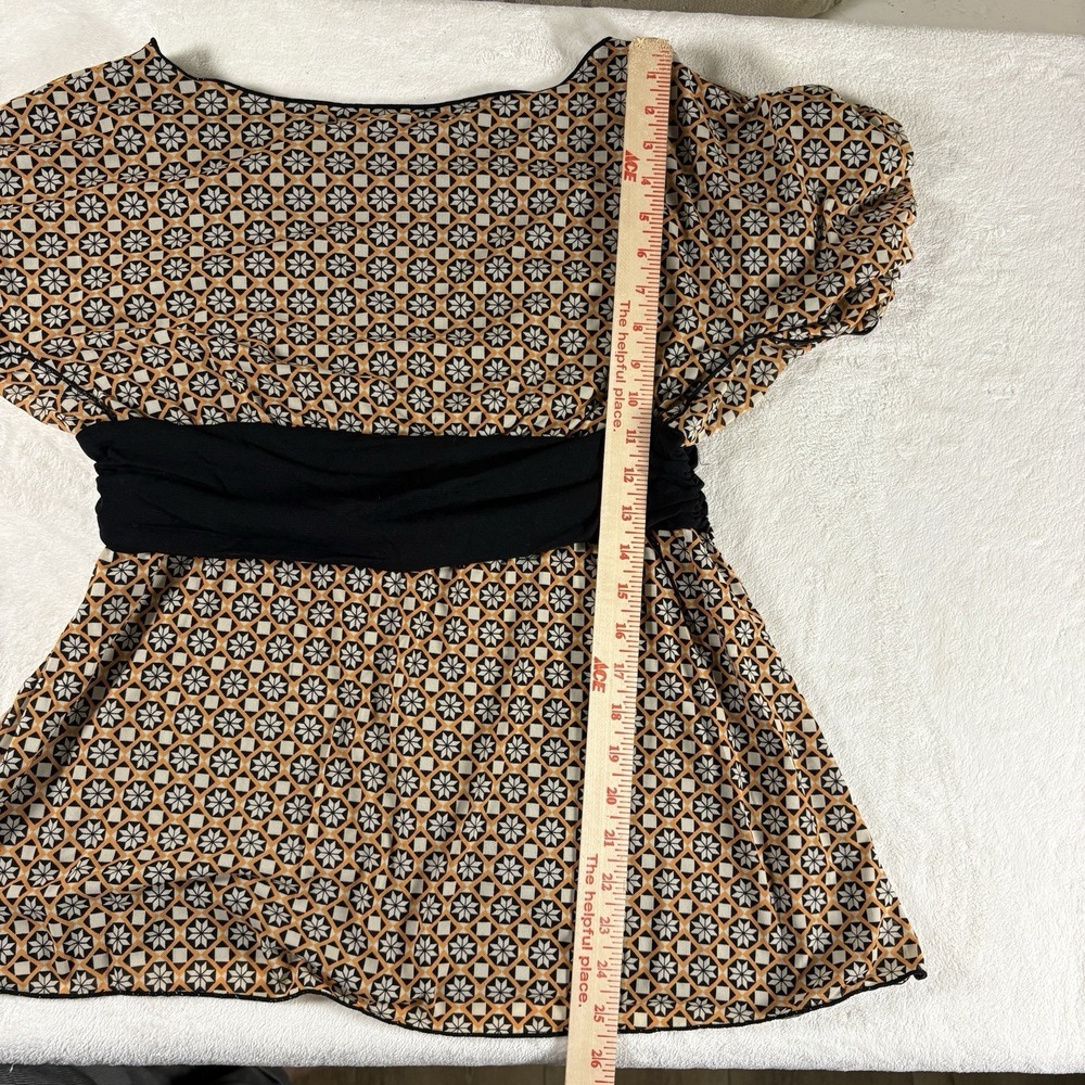 Vintage Y2K Studio Woman 2X Empire Waist Babydoll Top Retro Geometric - Picture 8 of 12